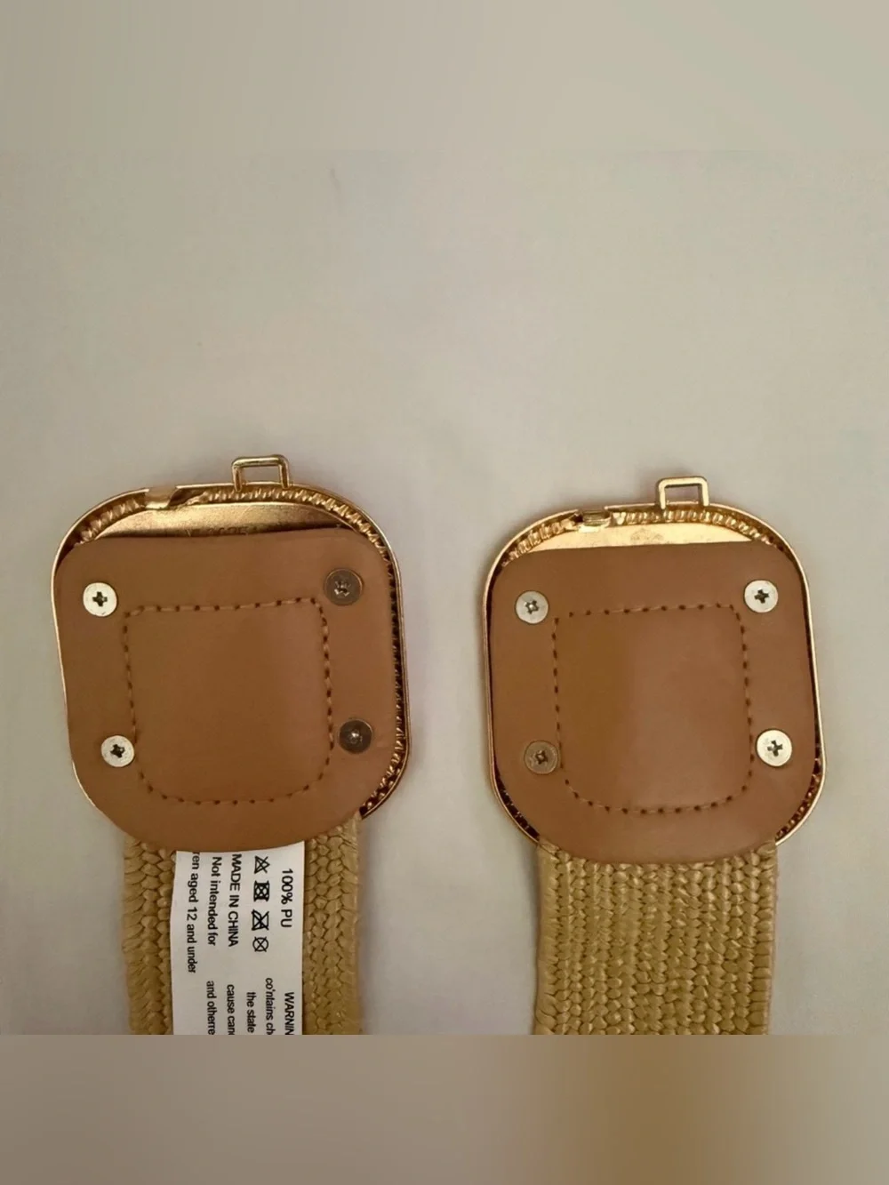Bohemian khaki stretchy paper waistband belt